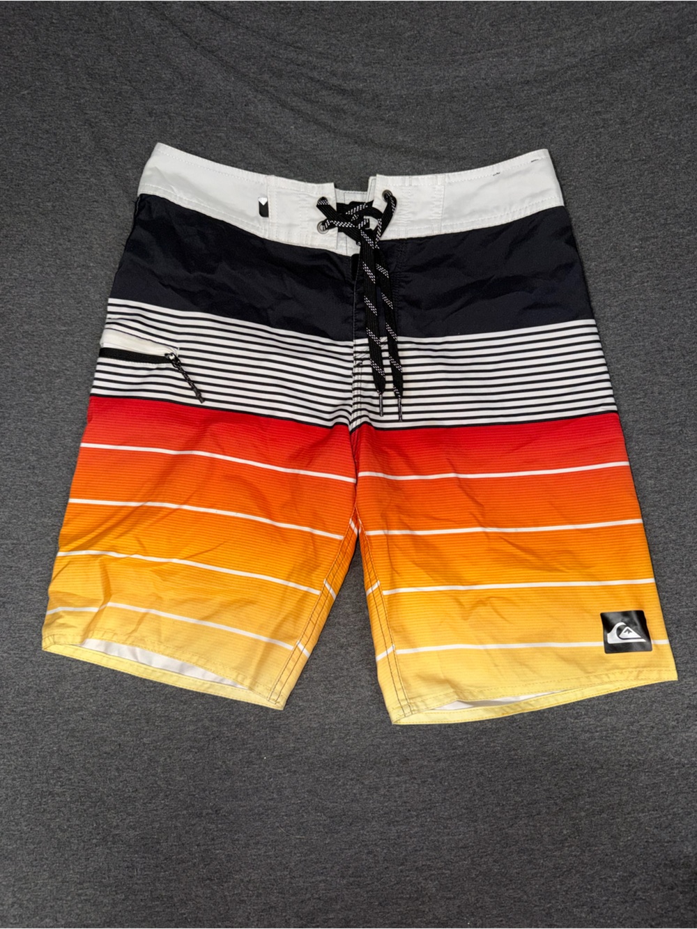 Quiksilver Men’s Sunset Stripe Boardshorts - Orange/Red Size 28